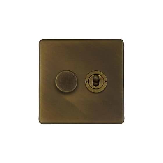 Vintage Brass Dimmer Toggle Combo Switch
