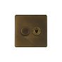 The Westminster Collection Vintage Brass 2 Gang Dimmer and Toggle Switch Combo (1 x 150W LED Dimmer 1 x 20A 2 Way Toggle)
