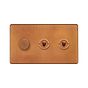 The Chiswick Collection Antique Copper 3 Gang Switch with 1 Dimmer (1x150W LED Dimmer 2x20A 2 Way Toggle)