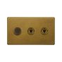 The Belgravia Collection Old Brass 3 Gang Switch with 1 Dimmer (1x150W LED Dimmer 2x20A 2 Way Toggle)