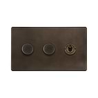 Vintage Brass Dimmer Toggle Combo Switch
