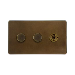 Vintage Brass Dimmer Toggle Combo Switch
