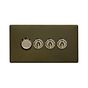 Soho Lighting Bronze 4 Gang Switch with 1 Dimmer (1x150W LED Dimmer 3x20A 2 Way Toggle)