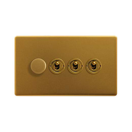 Antique Gold Dimmer Toggle Combo Switch
