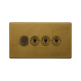 Old Brass Dimmer Toggle Combo Switch
