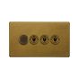 The Belgravia Collection Old Brass 4 Gang Switch with 1 Dimmer (1x150W LED Dimmer 3x20A 2 Way Toggle)