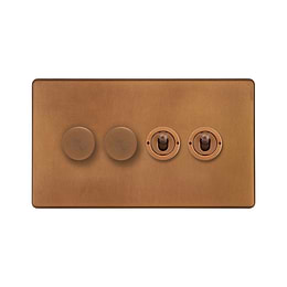 Antique Copper Dimmer Toggle Combo Switch
