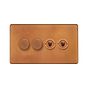 The Chiswick Collection Antique Copper 4 Gang Switch with 2 Dimmers (2x150W LED Dimmer 2x20A 2 Way Toggle)