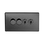 Soho Lighting Black Nickel 4 Gang Switch with 2 Dimmers (2x150W LED Dimmer 2x20A 2 Way Toggle)