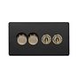 Matt Black and Antique Brass Dimmer Toggle Combo Switch
