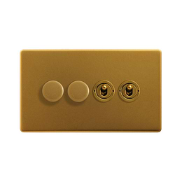 Antique Gold Dimmer Toggle Combo Switch
