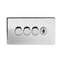 Soho Lighting Polished Chrome 4 Gang Switch with 3 Dimmers (3x150W LED Dimmer 1x20A 2 Way Toggle)