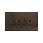 The Westminster Collection Vintage Brass 4 Gang Switch with 3 Dimmers (3 x 150W LED Dimmer 1 x 20A 2 Way Toggle)