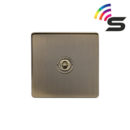 The Charterhouse Collection Brushed Brass 1 Gang 150W Smart Toggle Switch
