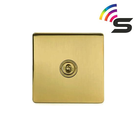 The Savoy Collection Brushed Brass 1 Gang 150W Smart Toggle Switch