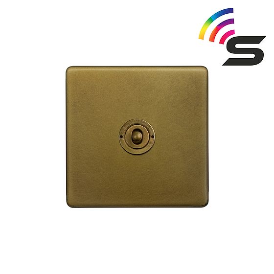 The Belgravia Collection Old Brass 1 Gang 150W Zigbee Smart Toggle Switch