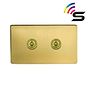 The Savoy Collection Brushed Brass 2 Gang 150W Smart Toggle Switch
