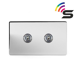 The Finsbury Collection Polished Chrome 2 Gang 150W Smart Toggle Switch