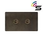 The Westminster Collection Vintage Brass 2 Gang 150W Zigbee Smart Toggle Switch