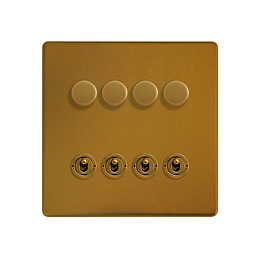 Antique Gold Dimmer Toggle Combo Switch
