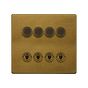 The Belgravia Collection Old Brass 8 Gang Dimmer & Toggle Combo 4 x 150W LED Dimmer 4 x 20A Toggle 