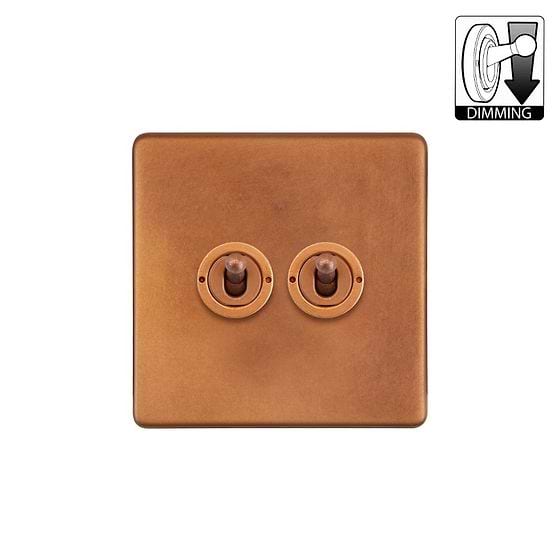 The Chiswick Collection Antique Copper 2 Gang Dimming Toggle Switch