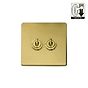 The Savoy Collection Brushed Brass 2 Gang Dimming Toggle Switch