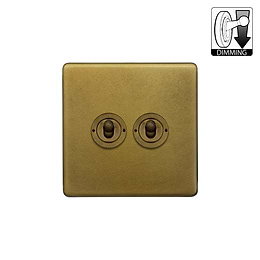 Old Brass 2 Gang Dimming Toggle Switch
