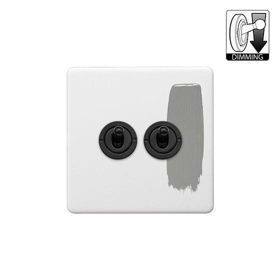 Soho Lighting Primed Paintable 2 Gang Dimming Toggle Switch with Matt Black Switch