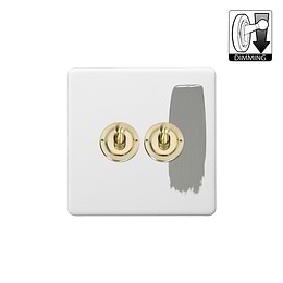 Soho Lighting Primed Paintable 2 Gang Dimming Toggle Switch with Brushed Brass Switch