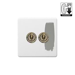 Soho Lighting Primed Paintable 2 Gang Dimming Toggle Switch with Antique Brass Switch