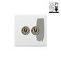 Soho Lighting Primed Paintable 2 Gang Dimming Toggle Switch with Antique Brass Switch