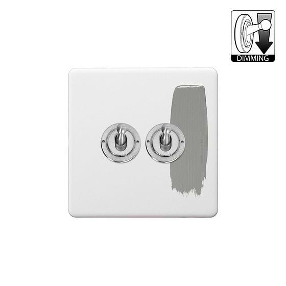 Soho Lighting Primed Paintable 2 Gang Dimming Toggle Switch with Brushed Chrome Switch