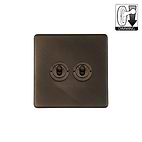 Vintage Brass 2 Gang Dimming Toggle Switch