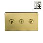 The Savoy Collection Brushed Brass 3 Gang Dimming Toggle Switch