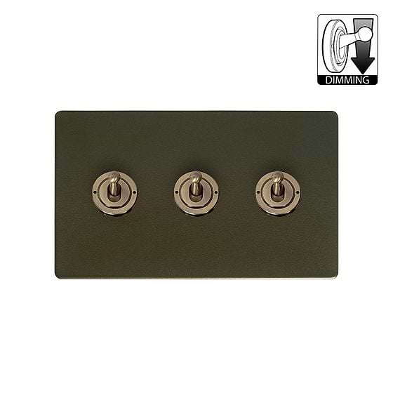 Bronze 3 Gang Dimming Toggle Switch
