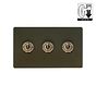 Bronze 3 Gang Dimming Toggle Switch
