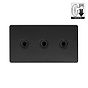 The Camden Collection Matt Black 3 Gang Dimming Toggle Switch