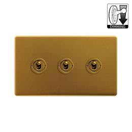 Antique Gold 3 Gang Dimming Toggle Switch
