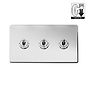 Polished Chrome 3 Gang Dimming Toggle Switch
