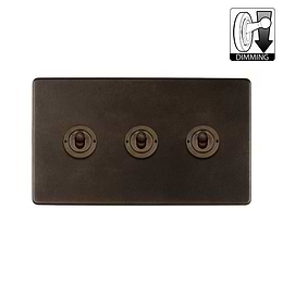 Vintage Brass 3 Gang Dimming Toggle Switch