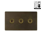 The Westminster Collection Vintage Brass 3 Gang Dimming Toggle Switch