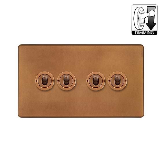 Antique Copper 4 Gang Dimming Toggle Switch
