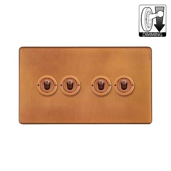 The Chiswick Collection Antique Copper 4 Gang Dimming Toggle Switch