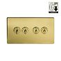 The Savoy Collection Brushed Brass 4 Gang Dimming Toggle Switch