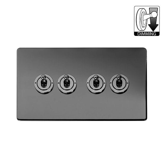 Black Nickel 4 Gang Dimming Toggle Switch
