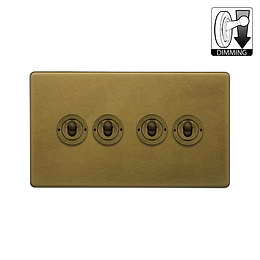 Old Brass 4 Gang Dimming Toggle Switch
