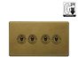 The Belgravia Collection Old Brass 4 Gang Dimming Toggle Switch