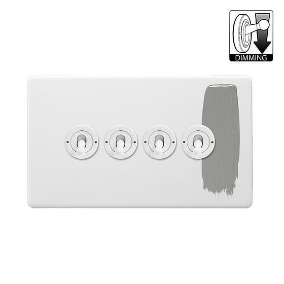 Soho Lighting Primed Paintable 4 Gang Dimming Toggle Switch with White Switch
