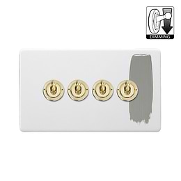 Soho Lighting Primed Paintable 4 Gang Dimming Toggle Switch with Brushed Brass Switch